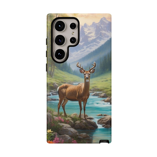 Alpine Serenity – Stag in Mountain Bliss Samsung Galaxy Phone Case