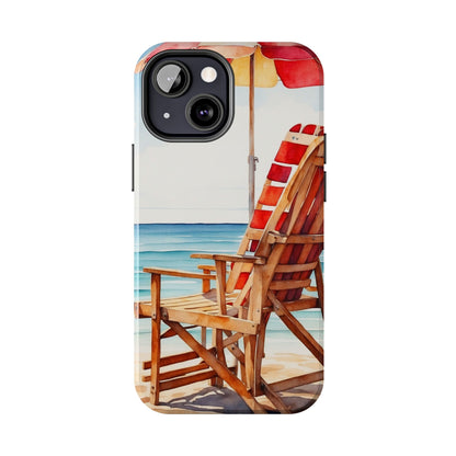 Beach Bliss iPhone Series Case – Relaxing Seaside Chair and Umbrella Design