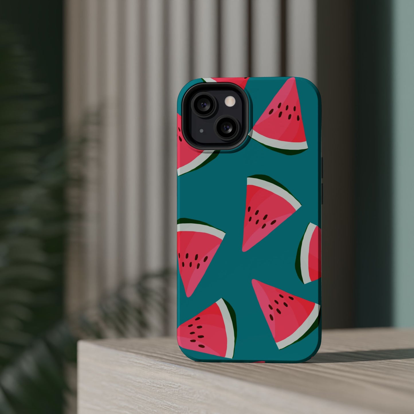 Watermelon Bliss MagSafe iPhone Case – Vibrant Summer Fruit Design on Teal Background