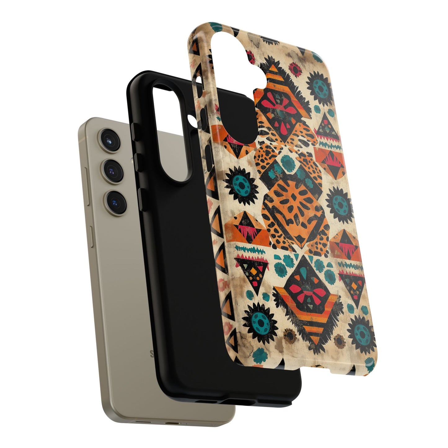 Bohemian Leopard & Tribal Floral Tough Samsung Galaxy Case – Vibrant Eclectic Design, Dual - Layer Protection - BOGO Cases