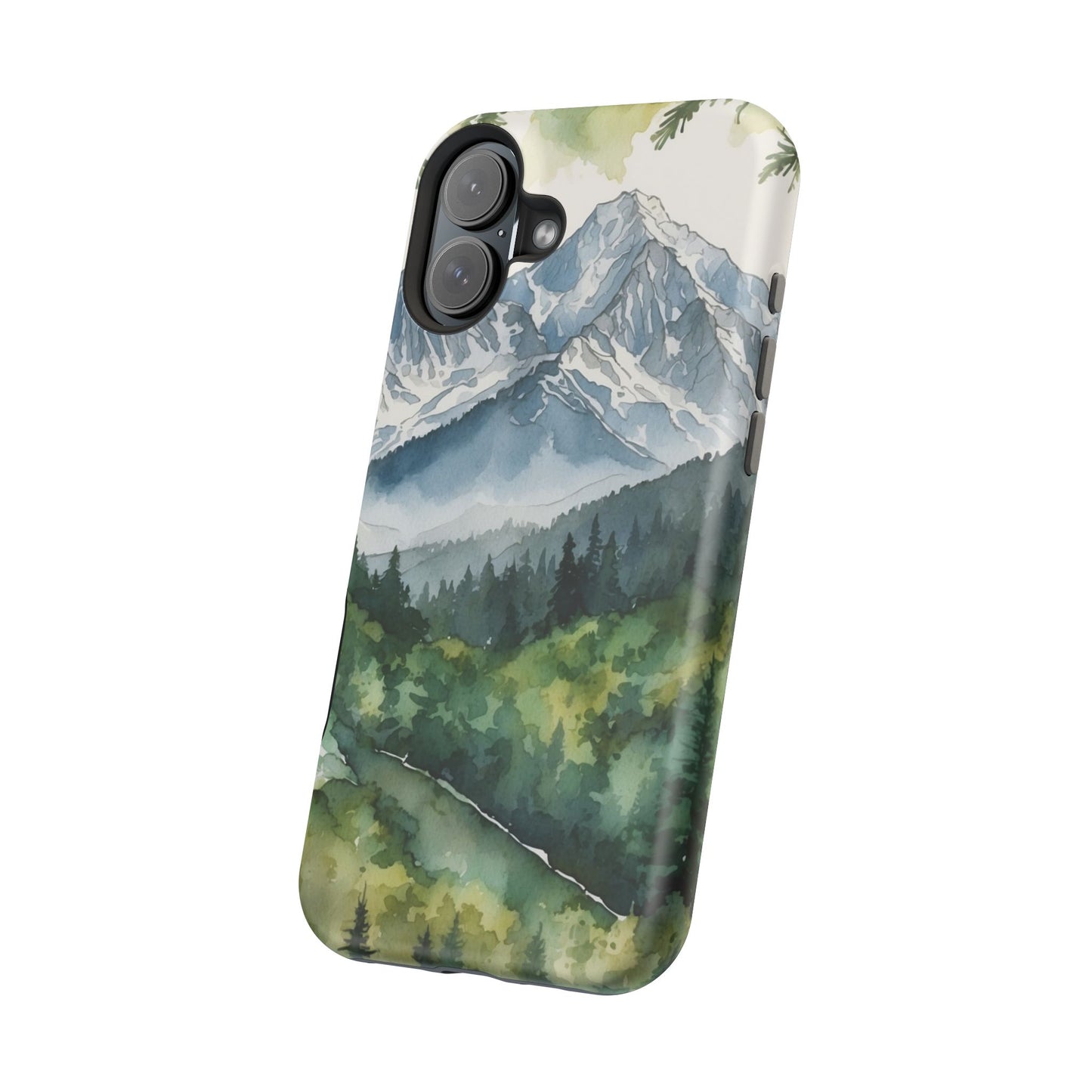 Watercolor Alpine Mountainscape - MagSafe iPhone Case