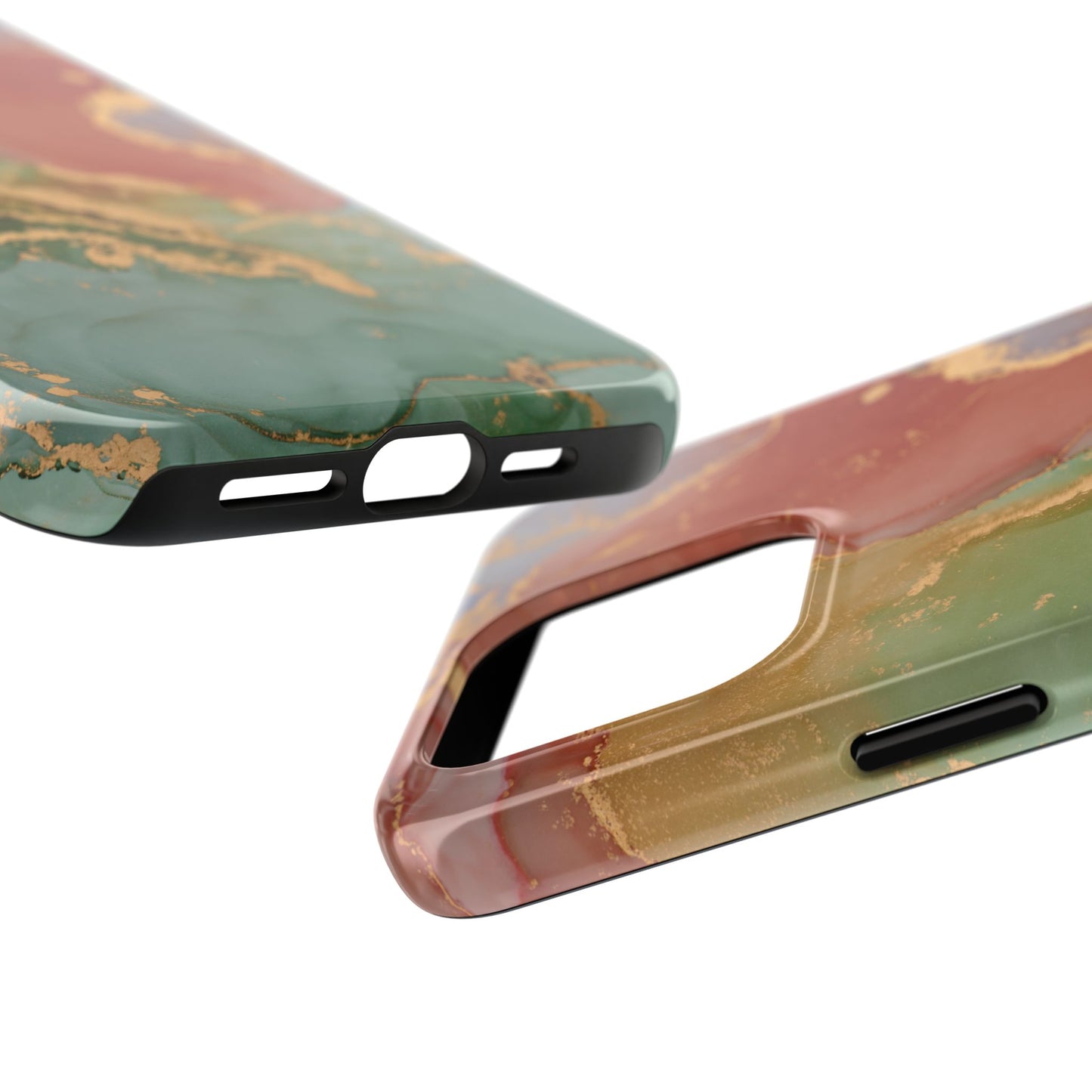 Emerald Orange Marble iPhone Case - Green Marble Case with Luxe Gold Swirls