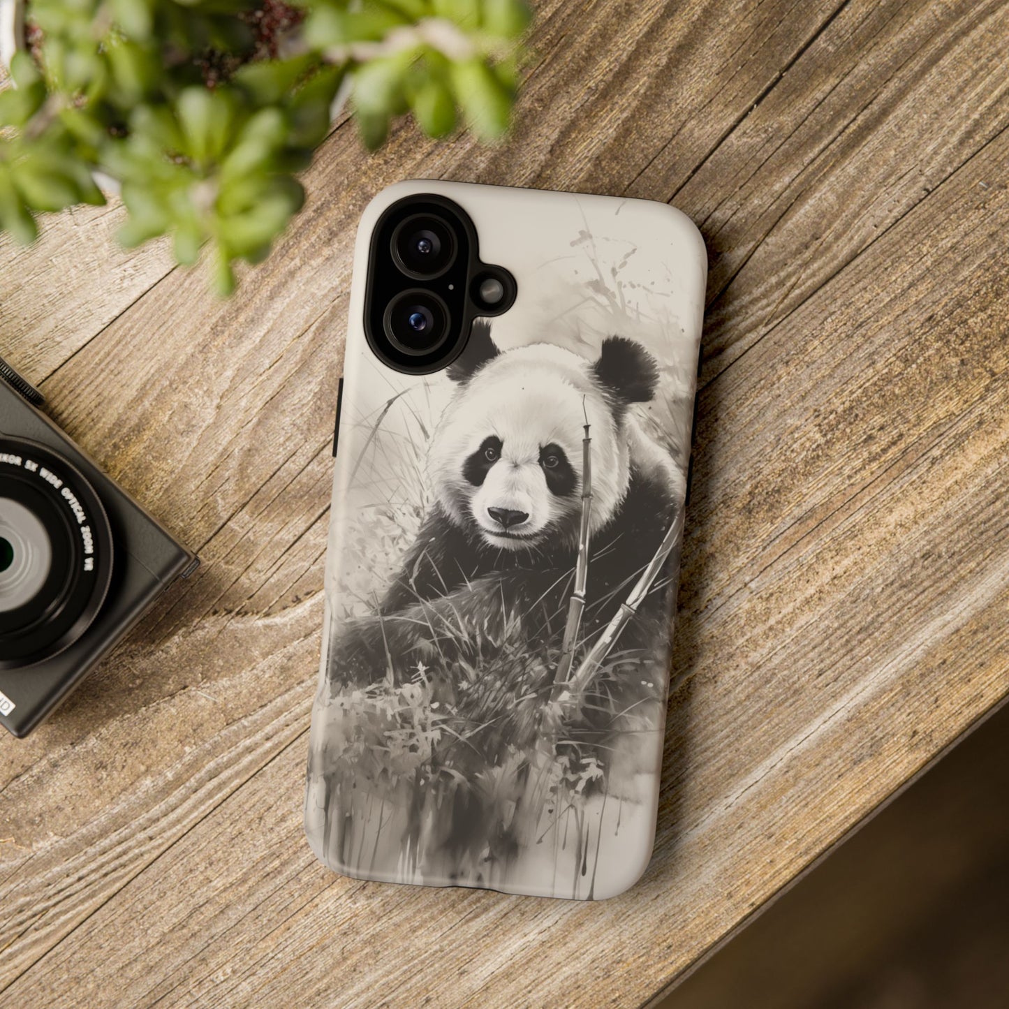 Premium Cute Phone Case: Charcoal Art Panda Bear