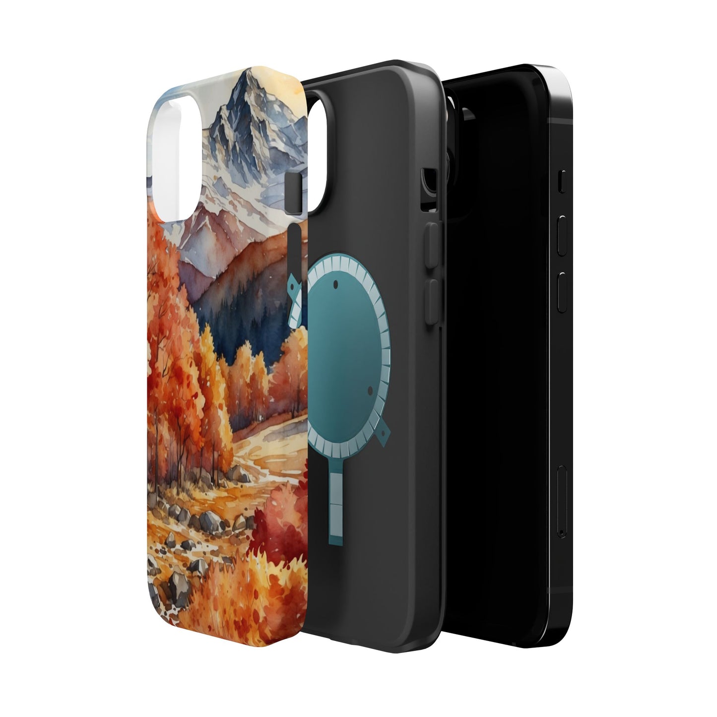 Watercolor Autumn Forest and Mountains - MagSafe iPhone Case