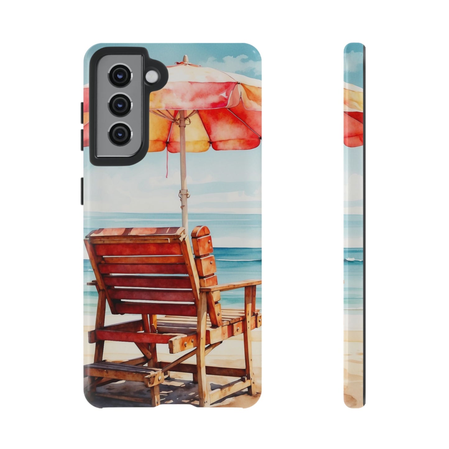 Beachfront Sunset Lounge Samsung Galaxy Case – Vibrant Watercolor Design