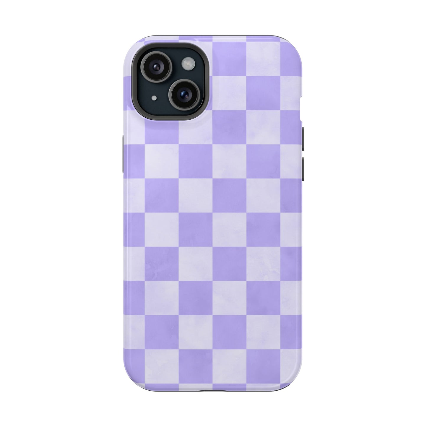 Lavender Checkerboard MagSafe iPhone Case – Shockproof, Smooth Matte Finish, Dual-Layer Design