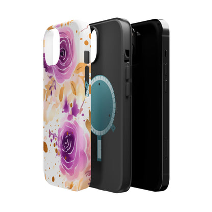 Soft Purple & Gold Floral Splash - MagSafe iPhone Series Case