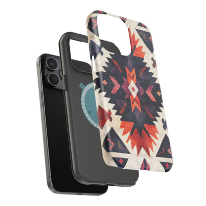 Boho Tribal Starburst Tough MagSafe iPhone Case – Vibrant Geometric Design, Dual-Layer Protection