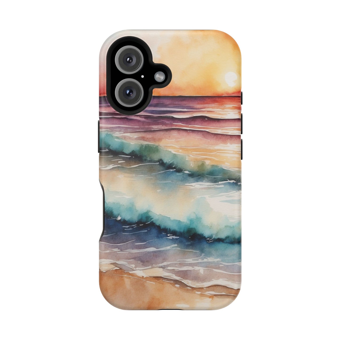 Sunset Waves MagSafe iPhone Case – Vibrant Watercolor Design