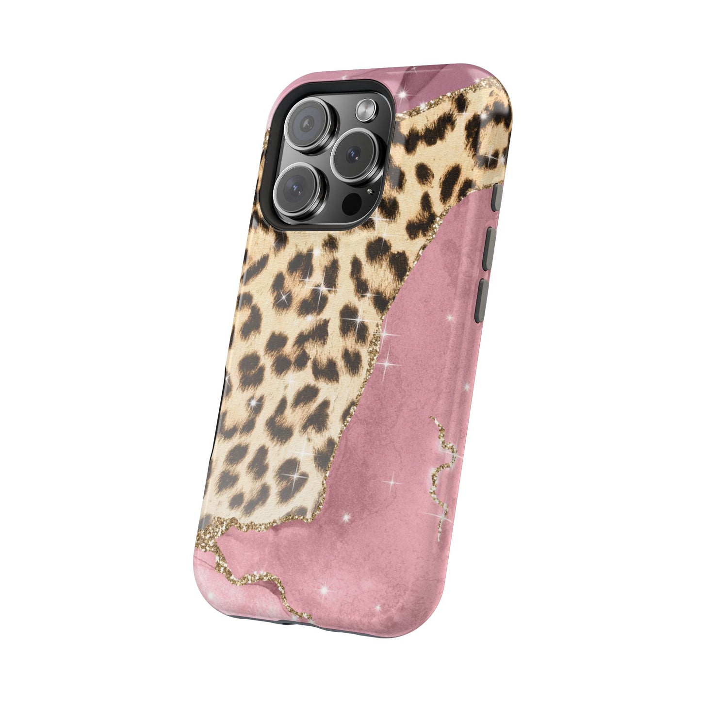 Pink Glam Leopard - MagSafe iPhone Series Case with Glitter Accents