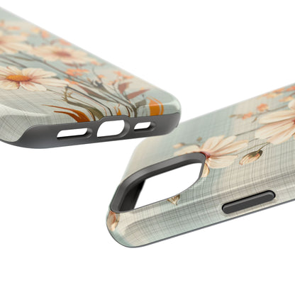 Pastel Green Daisy MagSafe iPhone Case - Floral Plaid Protective Cover