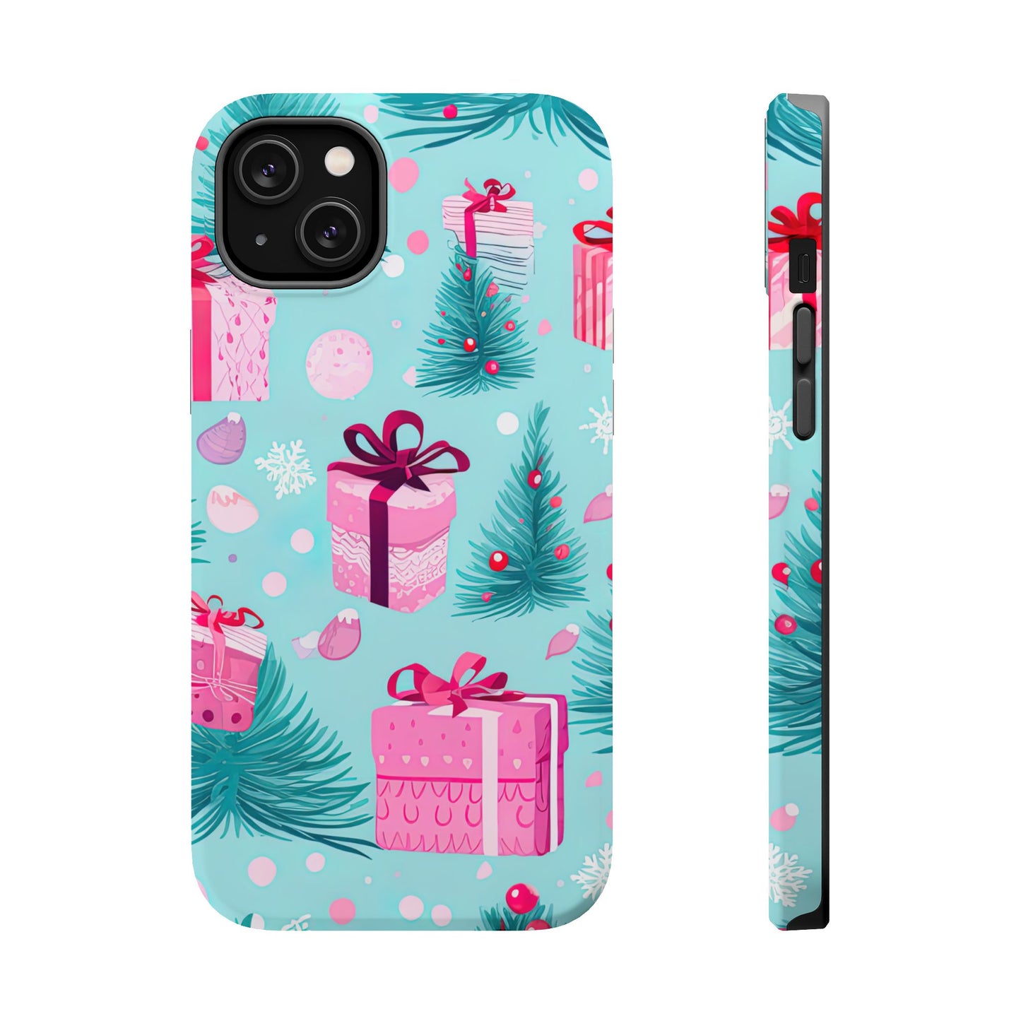 Festive Pink Christmas Gifts and Evergreen MagSafe iPhone Case – Holiday Theme, Protective Cover