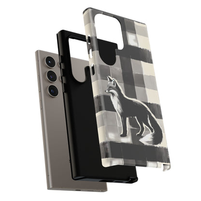 Black White Fox Phone Case - Monochrome Mystique