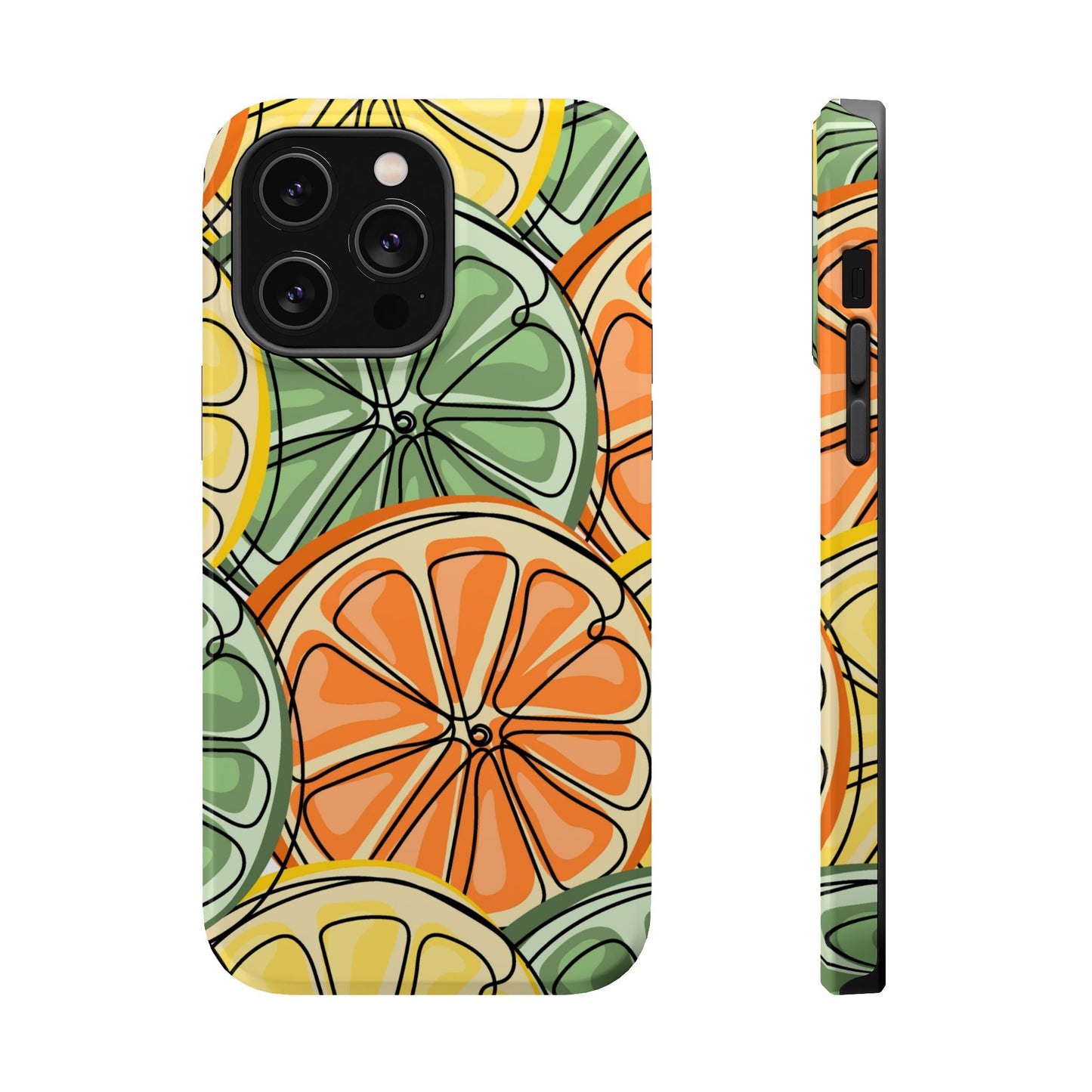 Citrus Zest Tough MagSafe iPhone Case – Bold Lime, Lemon, and Orange Design, Shockproof Protection