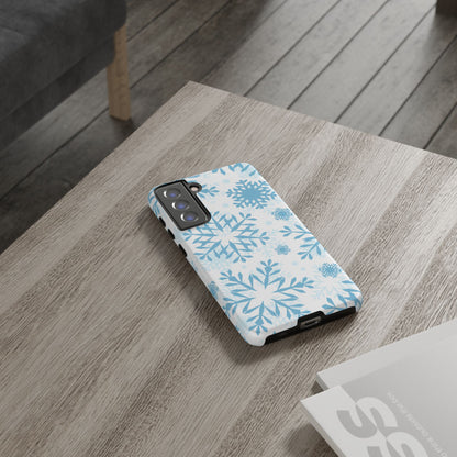 Frosty Blue Snowflakes Samsung Galaxy Case – Shockproof, Smooth Matte Finish, Dual-Layer Design