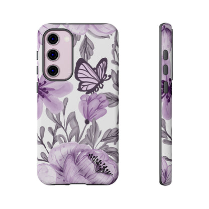 Lavender Bloom Butterfly Samsung Galaxy Case – Delicate Floral Design with Watercolor Details