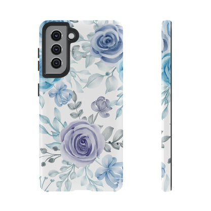 Elegant Blue & Violet Roses Samsung Galaxy Case – Artistic Floral Design for Stylish Protection