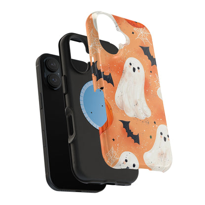 Spooky Cute Ghost MagSafe iPhone Case – Halloween Ghosts, Pumpkins, Bats & Cobwebs Design