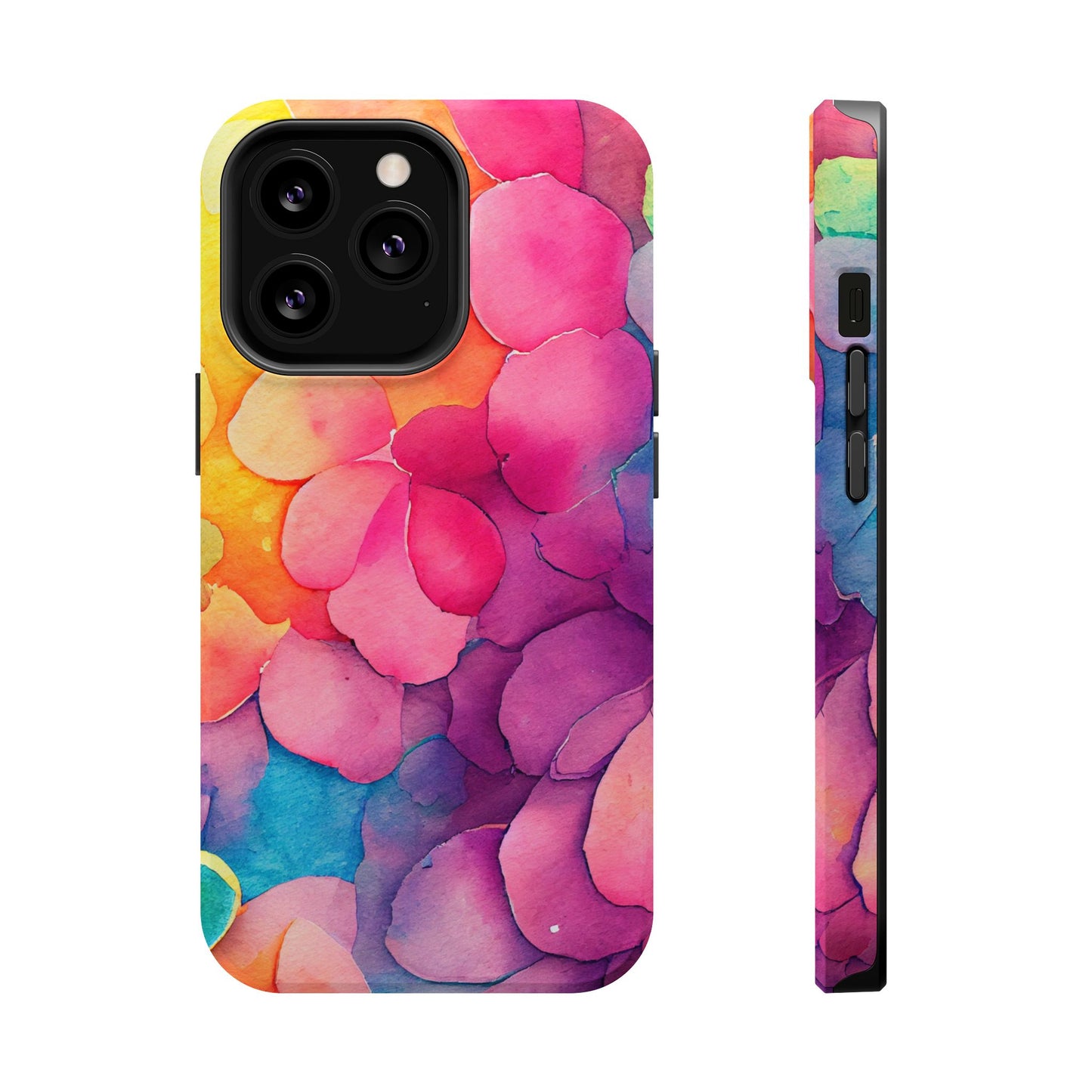 Sunset Petals Watercolor MagSafe iPhone Case – Slim Design, Glossy Finish