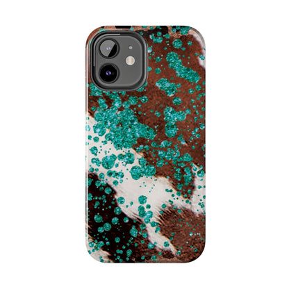 Teal Glitter Cowhide - iPhone Series Case