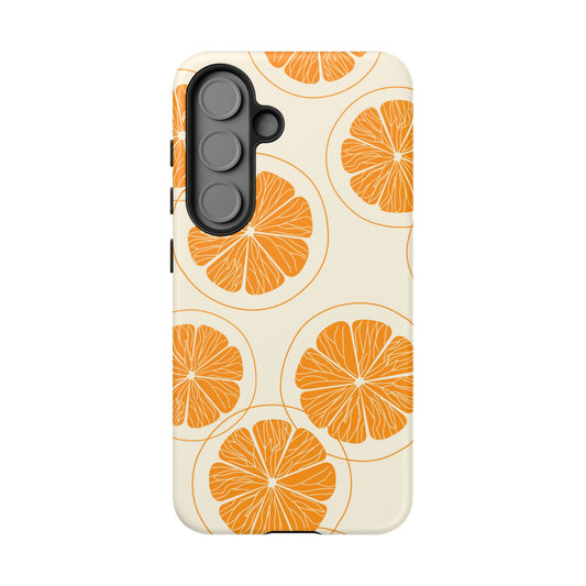 Citrus Burst Pattern Tough Samsung Galaxy  Case – Bold Orange Design, Shockproof Protection