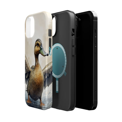 Graceful Duck in Watercolor Scene - MagSafe iPhone Case