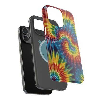 Retro Rainbow Tie-Dye MagSafe Case – Swirl Design