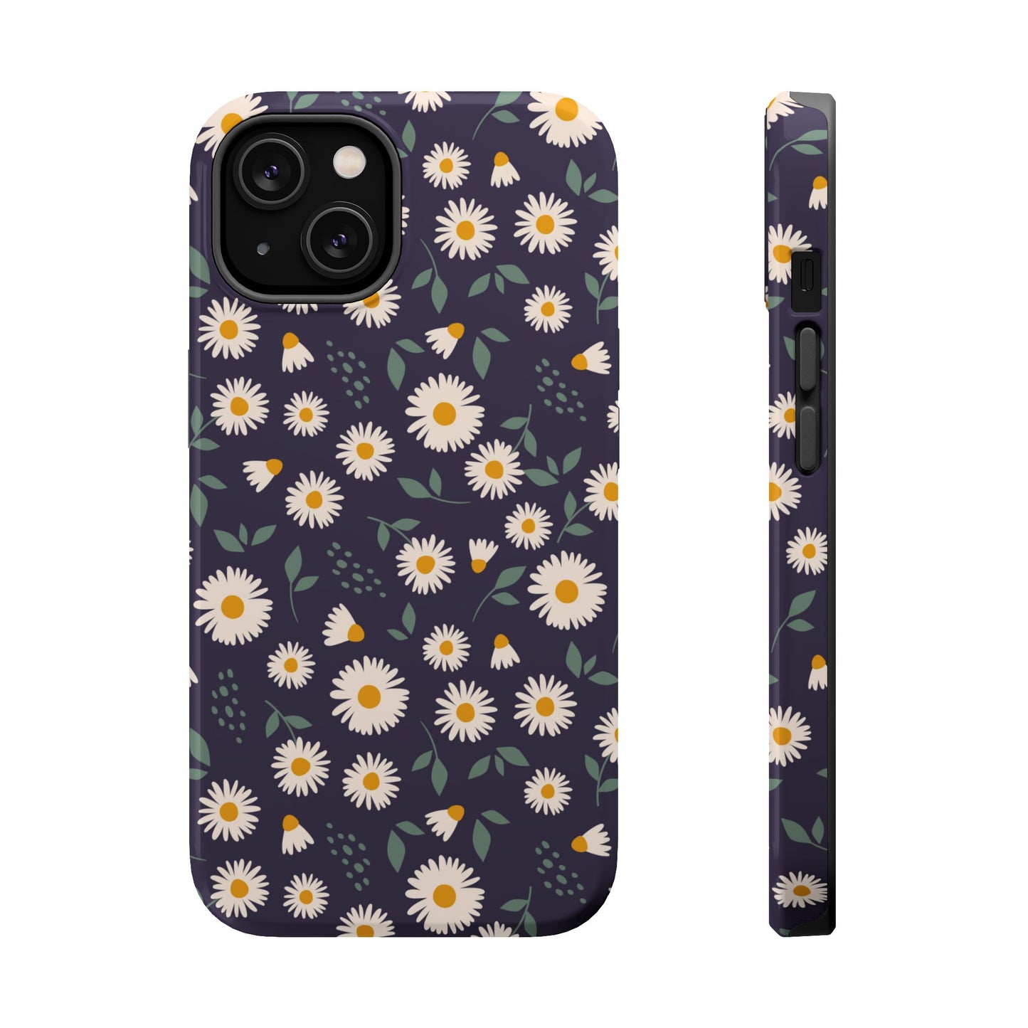 Midnight Daisy MagSafe iPhone Case – Dark Navy Floral Design, Slim and Protective