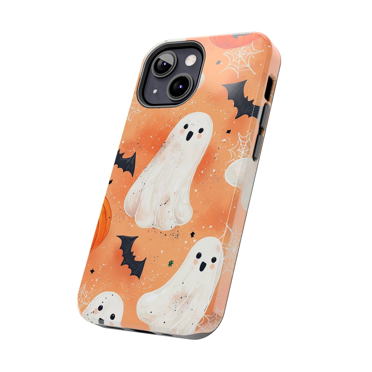 Spooky Cute Ghost iPhone Case – Halloween Ghosts, Pumpkins, Bats & Cobwebs Design