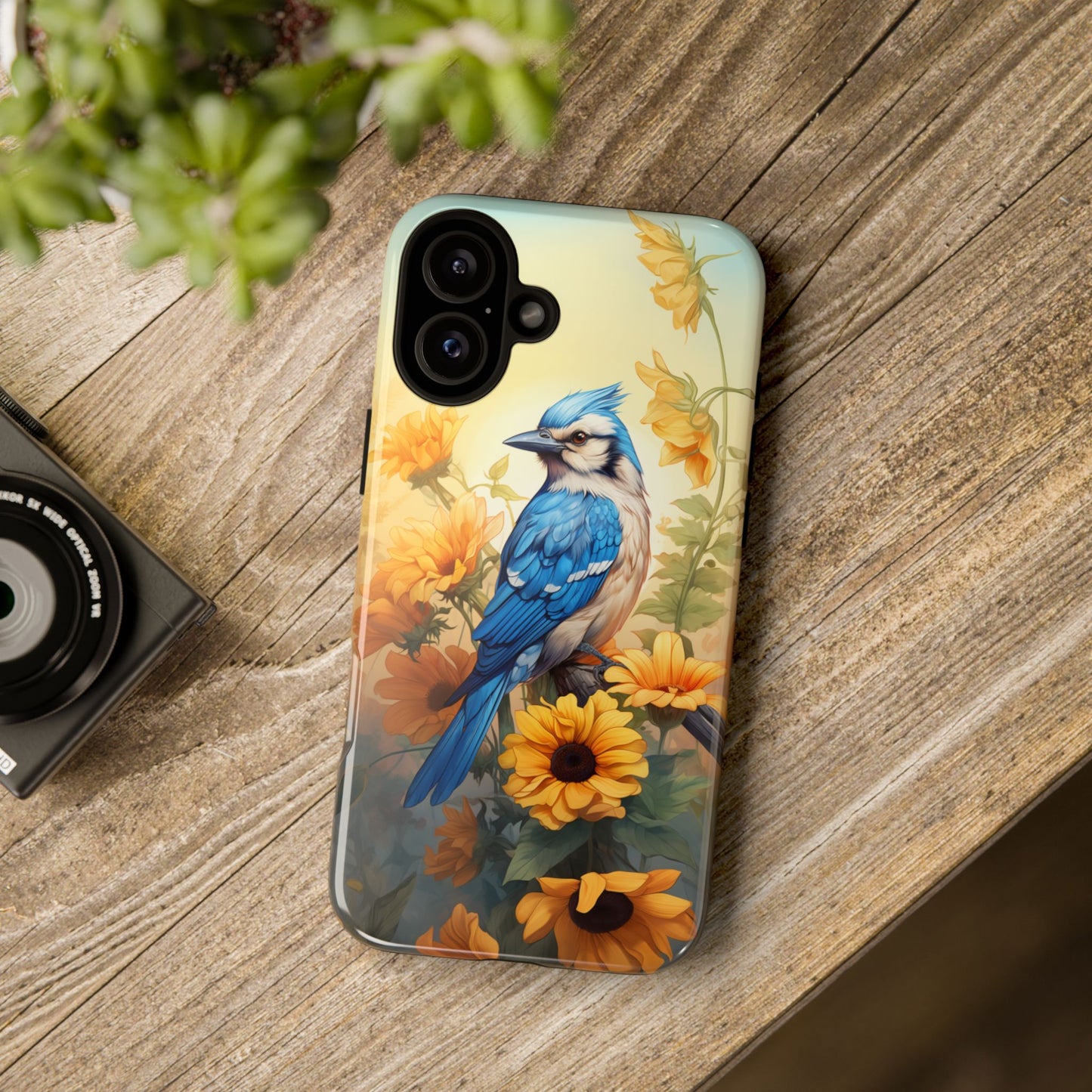 Blue Jay & Sunflowers Phone Case - Perfect Gift for Bird Lovers!