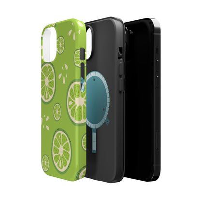 Zesty Lime Splash Tough MagSafe iPhone Case – Fresh Citrus Design, Dual-Layer Protection