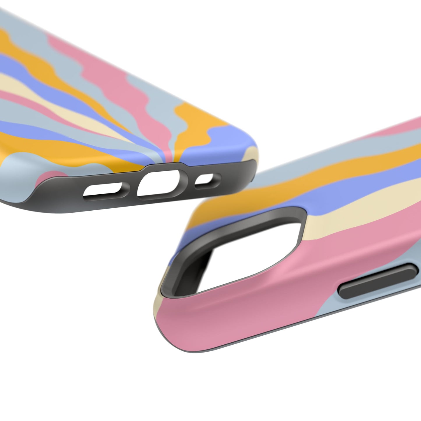 Pastel Radiance MagSafe iPhone Case – 70s-Inspired Dual-Layer Design with Wavy Sunburst Pattern