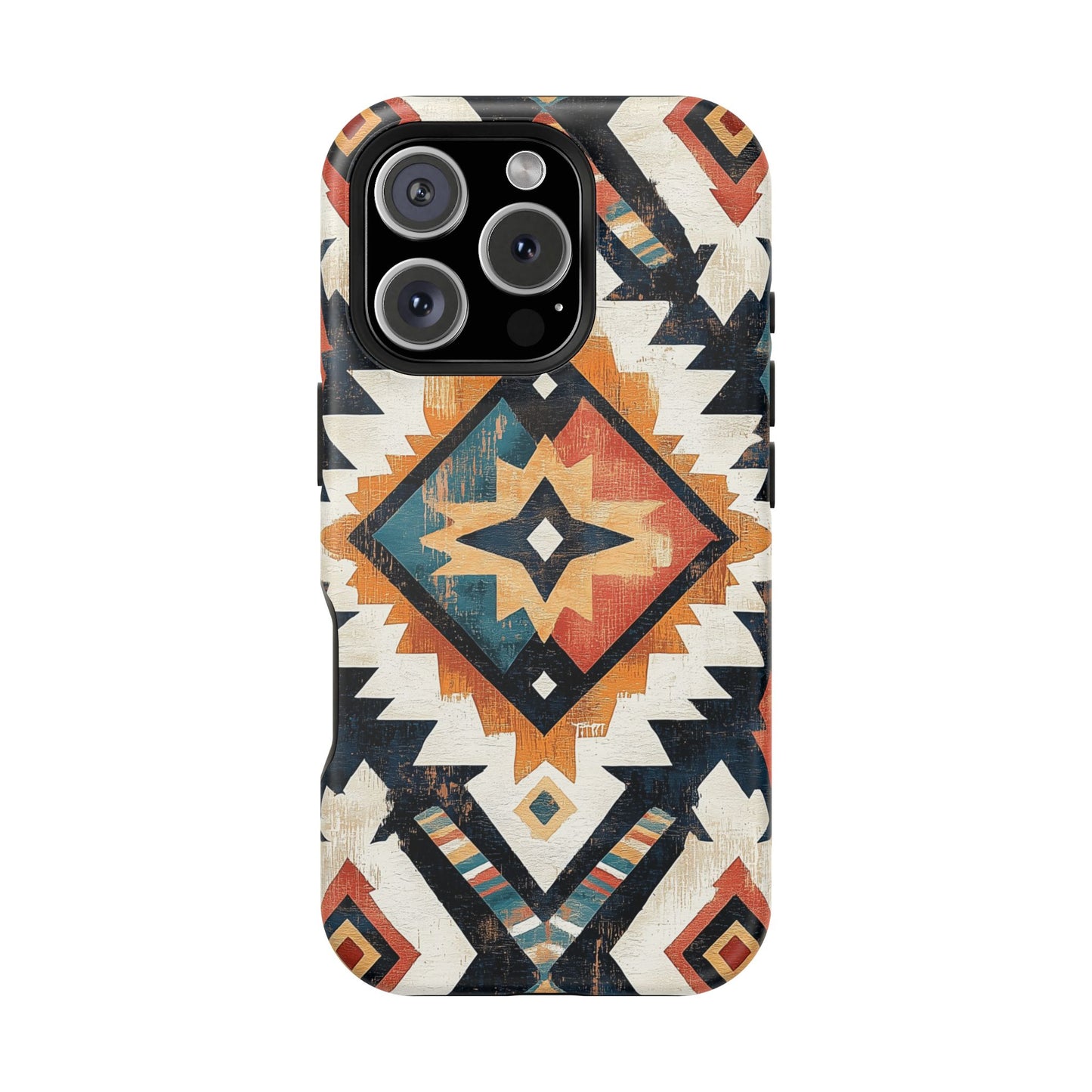 Vintage Southwestern Diamond Tough MagSafe iPhone Case – Rustic Tribal Design, Dual-Layer Protection