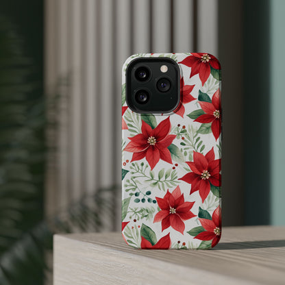 Festive Poinsettia Holiday Pattern – MagSafe iPhone Series Case