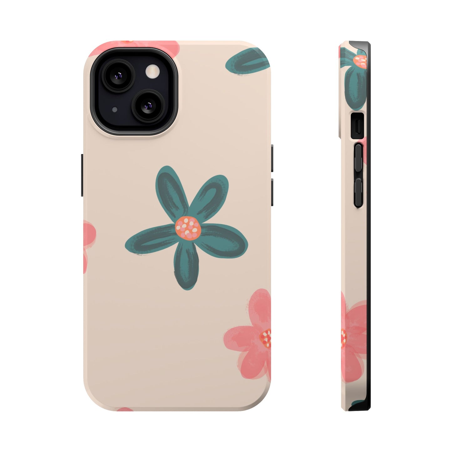 Vintage Floral Tough MagSafe iPhone Case – Soft Matte Finish with Dual-Layer Protection