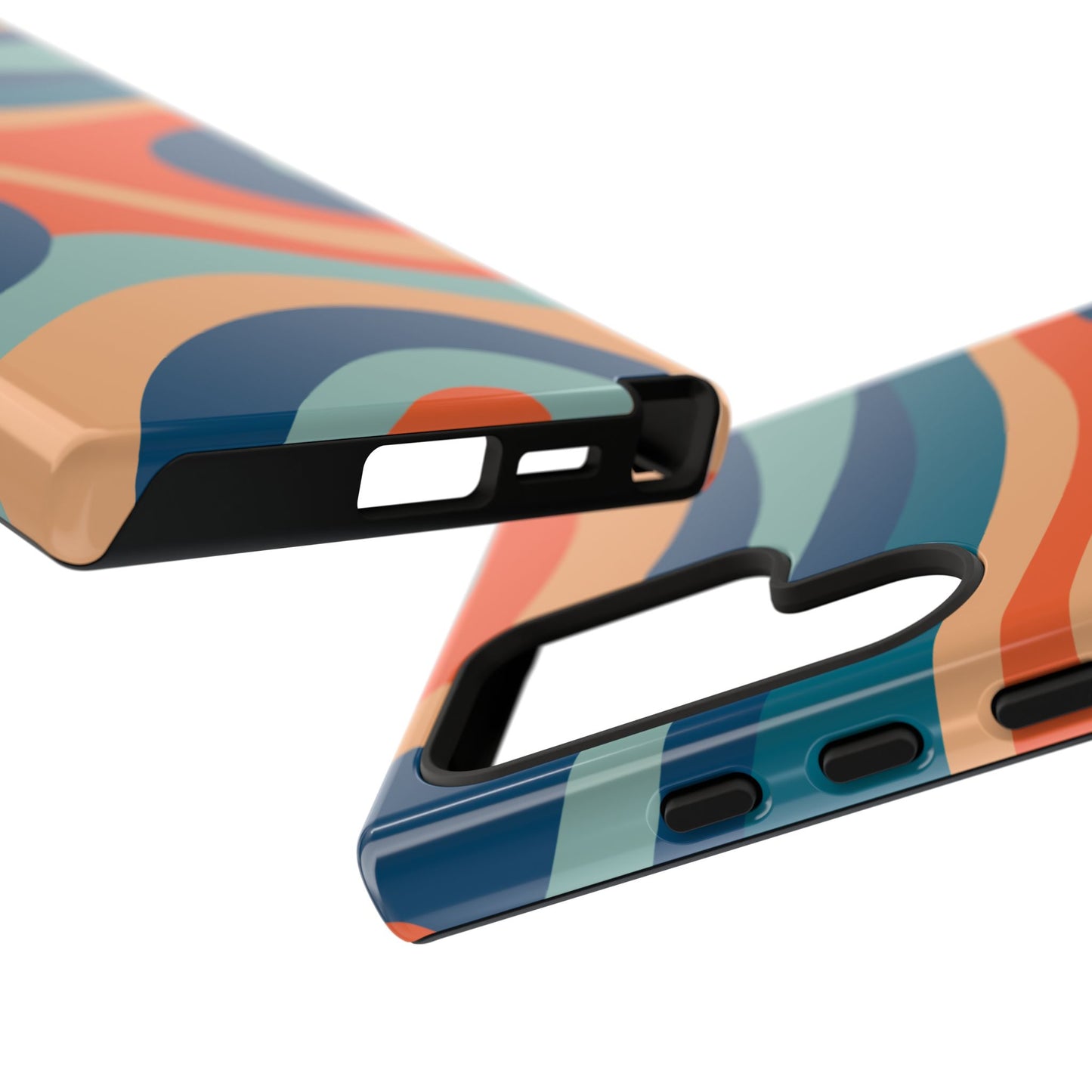 Retro Vibe Wavy Stripes Samsung Galaxy Case – 70s-Inspired in Teal, Orange, and Rust