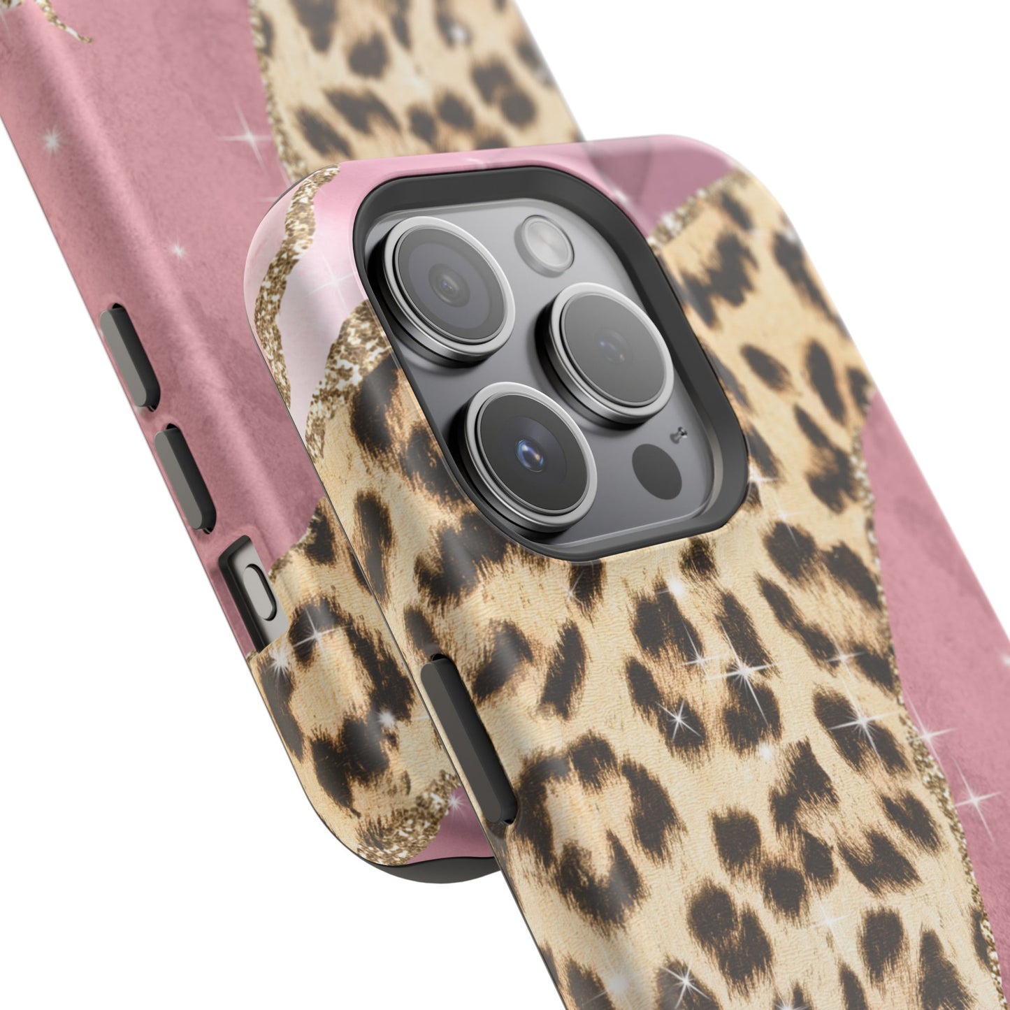 Pink Glam Leopard - MagSafe iPhone Series Case with Glitter Accents