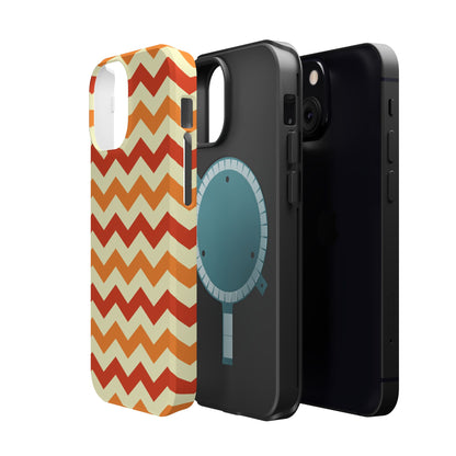 Warm Sunset Chevron – Orange, Red & Cream Geometric MagSafe iPhone Case