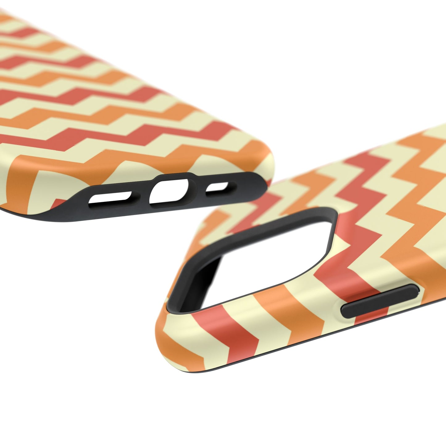 Warm Sunset Chevron – Orange, Red & Cream Geometric MagSafe iPhone Case