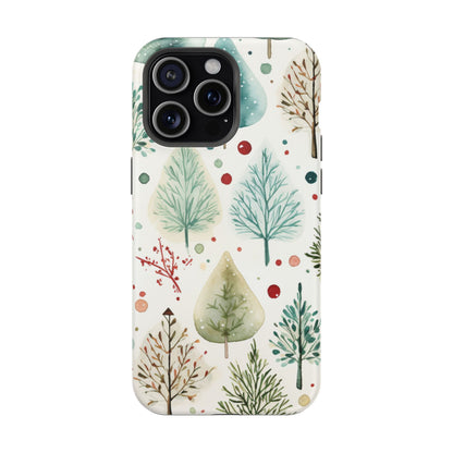 Watercolor Winter Trees MagSafe iPhone Case – Nature-Inspired, Holiday Theme Protective Cover