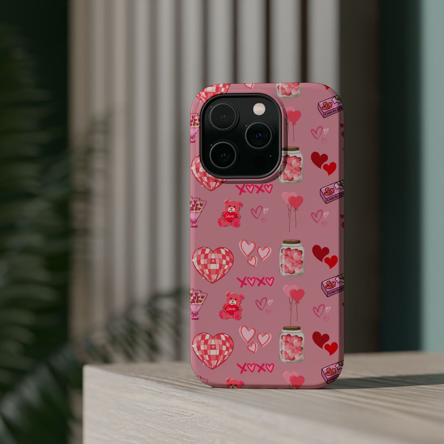 Pink Valentine Love Collage – MagSafe-Compatible iPhone Case