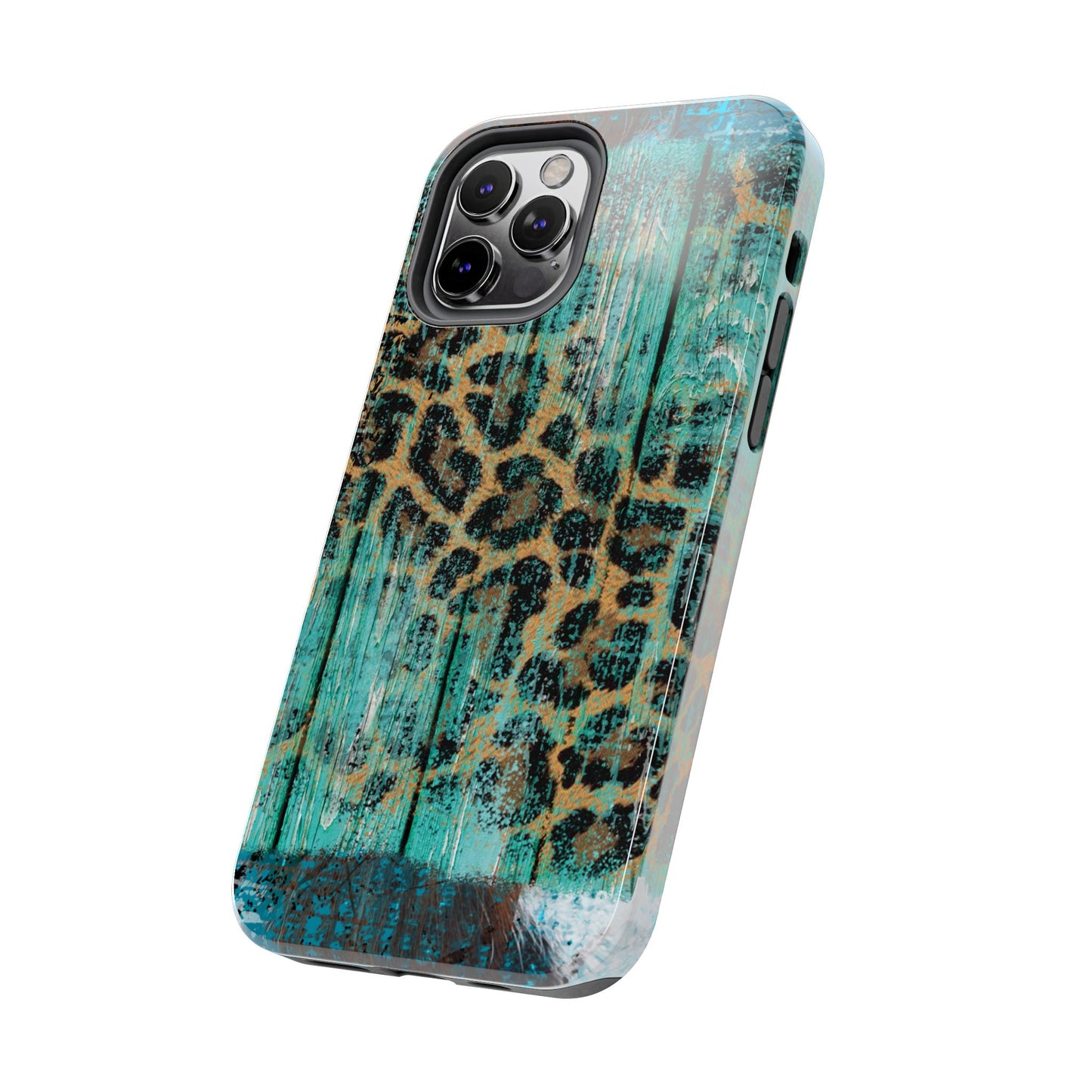 Turquoise Rustic Leopard Wood - iPhone Series Case