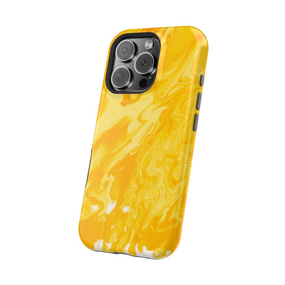 Luxe Yellow Marble MagSafe iPhone Case – Bold Golden Elegance with Magnetic Precision