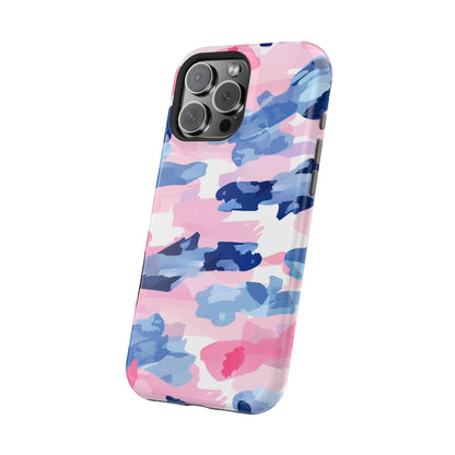 MagSafe Case: Dynamic Pink & Navy Brushstroke Art