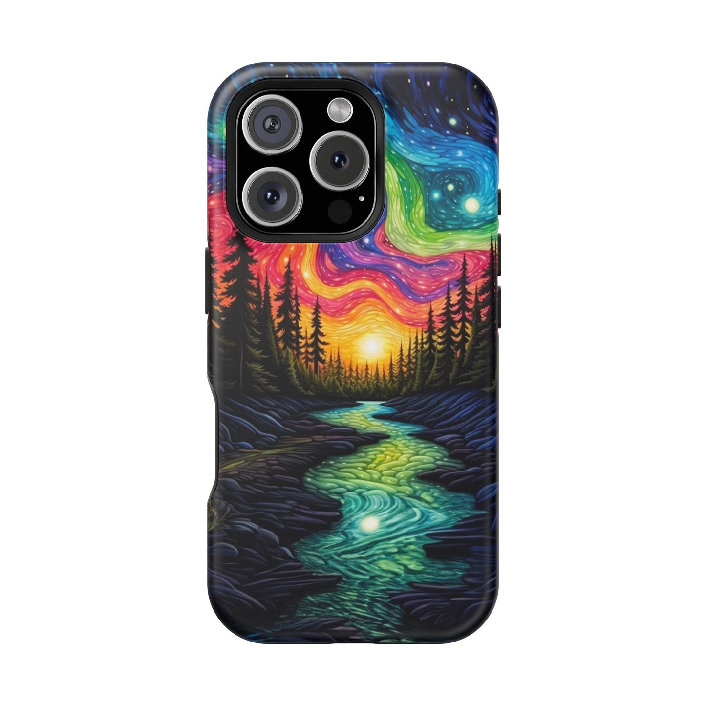 Celestial Nightscape MagSafe iPhone Case – Vibrant River and Starry Sky Design