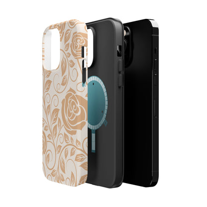 Vintage Rose Vine Tough MagSafe iPhone Case – Elegant Floral Pattern with Dual-Layer Protection