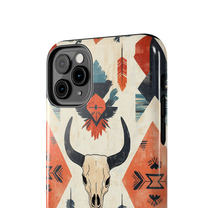 Southwestern Bull Skull iPhone Case – Durable Matte Finish with Rustic Tribal Design - BOGO Cases