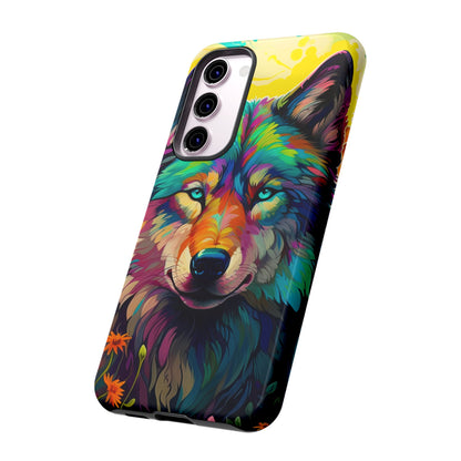 Rainbow Wolf in Bloom – Samsung Galaxy Case with Vivid Nature Design