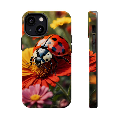 Ladybug on Orange Daisy - MagSafe iPhone Case