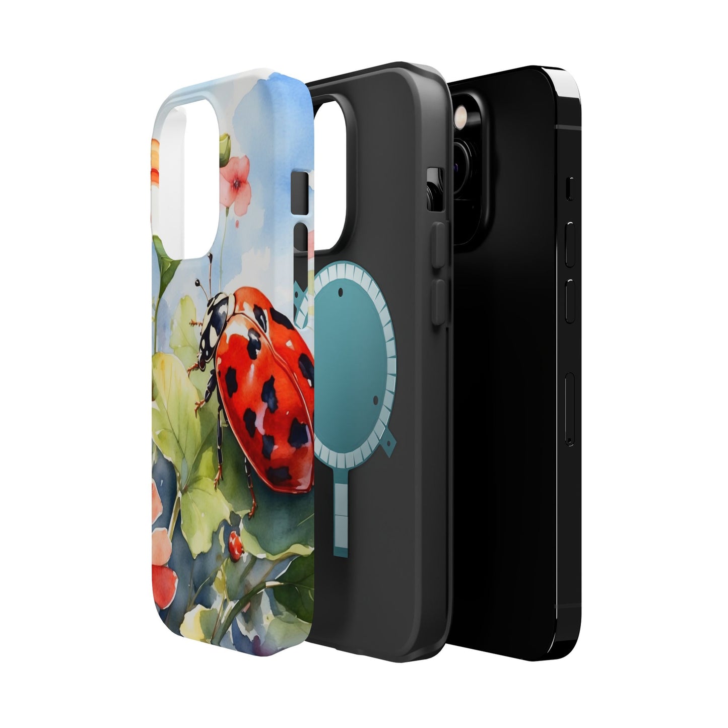 Watercolor Ladybug & Poppy Fields - MagSafe iPhone Case